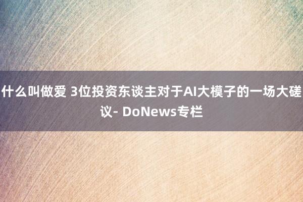 什么叫做爱 3位投资东谈主对于AI大模子的一场大磋议- DoNews专栏