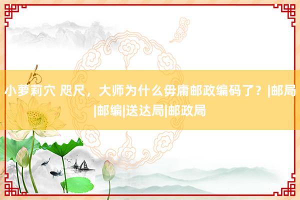 小萝莉穴 咫尺，大师为什么毋庸邮政编码了？|邮局|邮编|送达局|邮政局