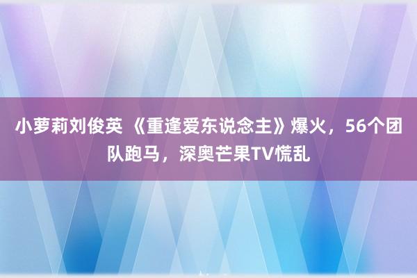 小萝莉刘俊英 《重逢爱东说念主》爆火，56个团队跑马，深奥芒果TV慌乱